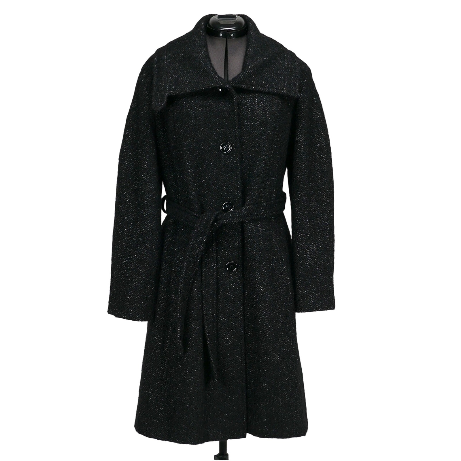 L.L. Collezioni Italia Wool Alpaca Mohair Belted Trench Coat Salt&Pepper Size 12